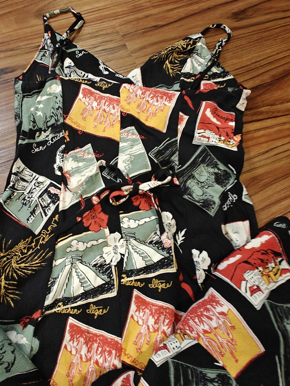 Reformation Brixton Dress Havana Postcard Print Sz 2 - Picture 13 of 15